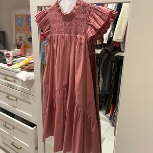 Rose, cotton pleated Sea dress